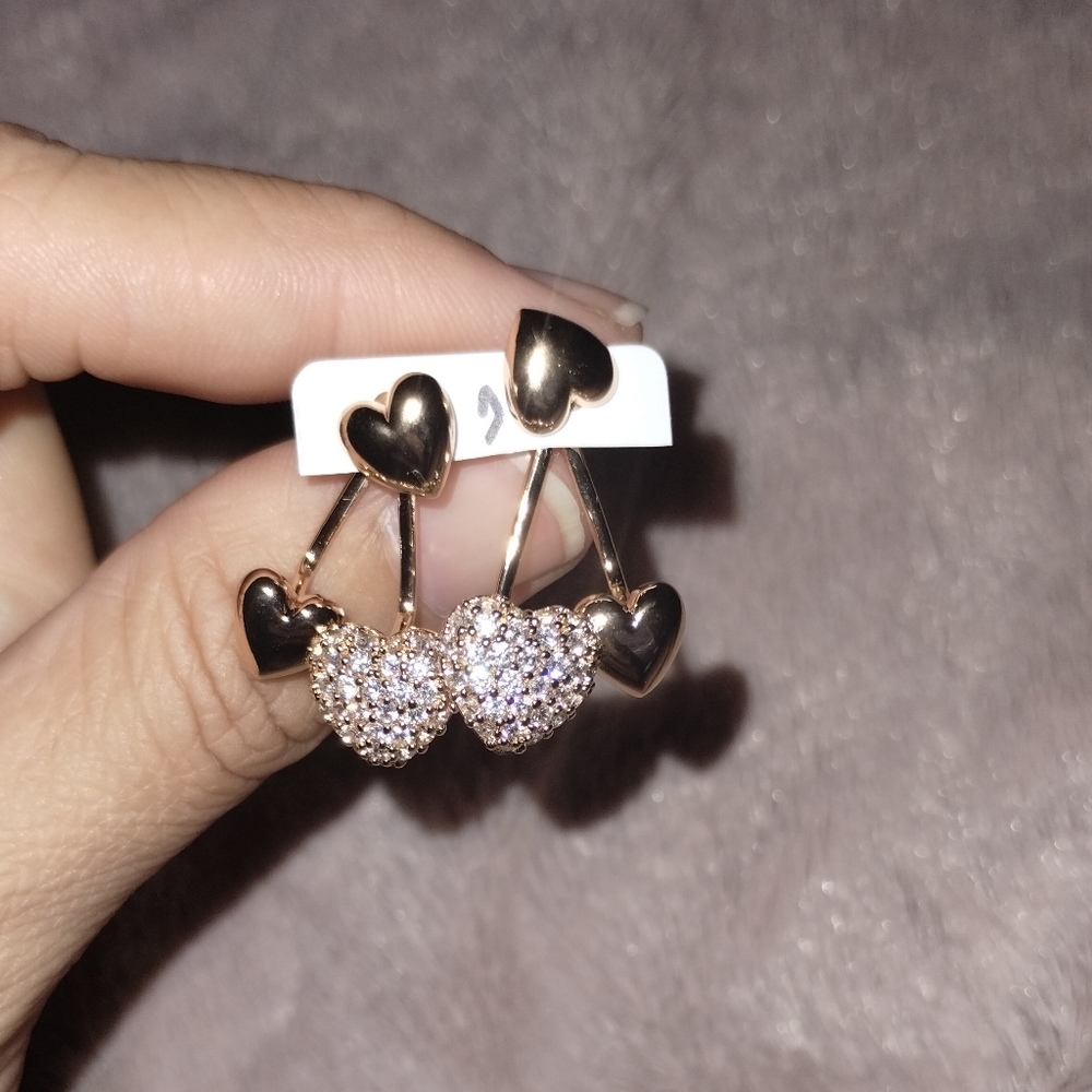 Gold and Silver Heart Earrings